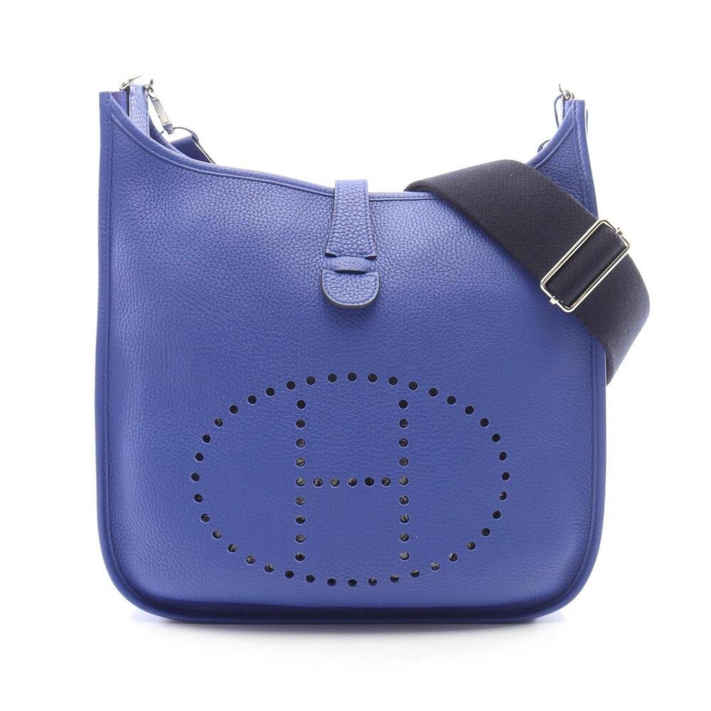 Hermes Evelyne 3 Trois GM Blue Electric Shoulder Bag Handbag Taurillon Clemen...